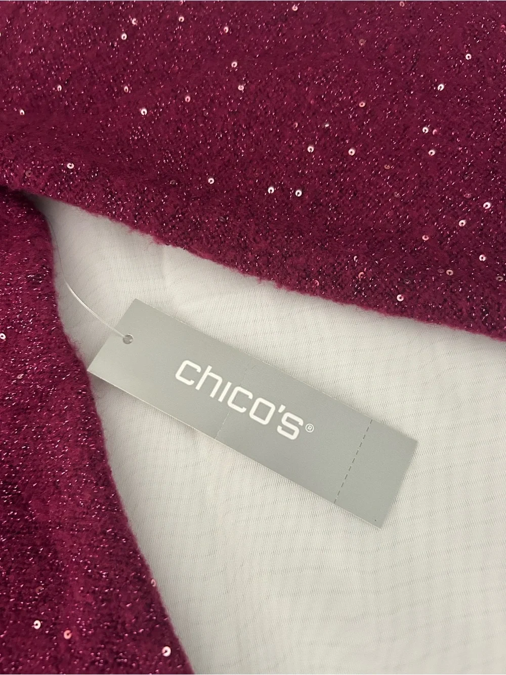 Chico's Sequin-Embellished Burgundy Sweater